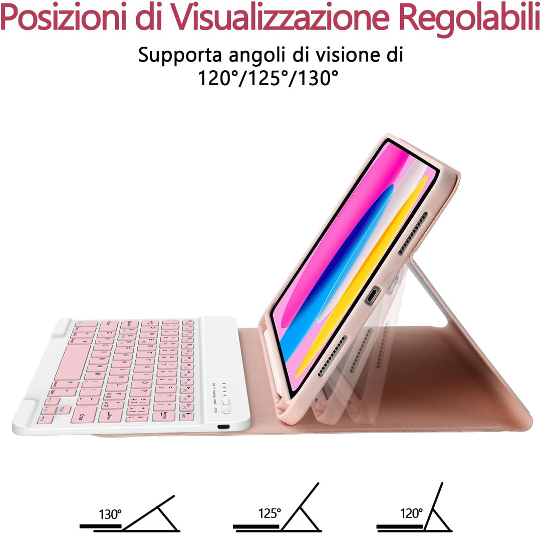 TQQ Hülle mit Tastatur für iPad A16 11 Generation 2025/10 Generation 2022(11/10.9 Zoll), Abnehmbare
