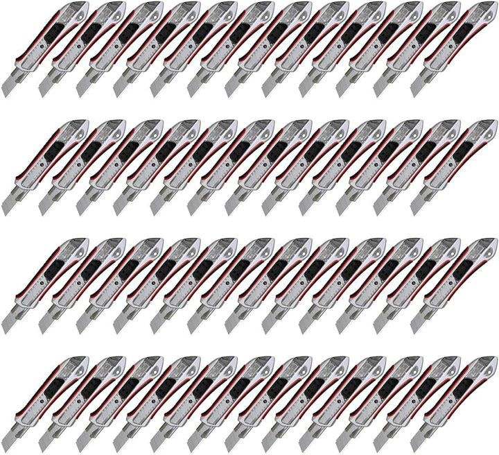 Pemium Cuttermesser 18 mm Teppichmesser 12 Stück Alu Druckguss gummierter Griff | Profi Cutter für 1