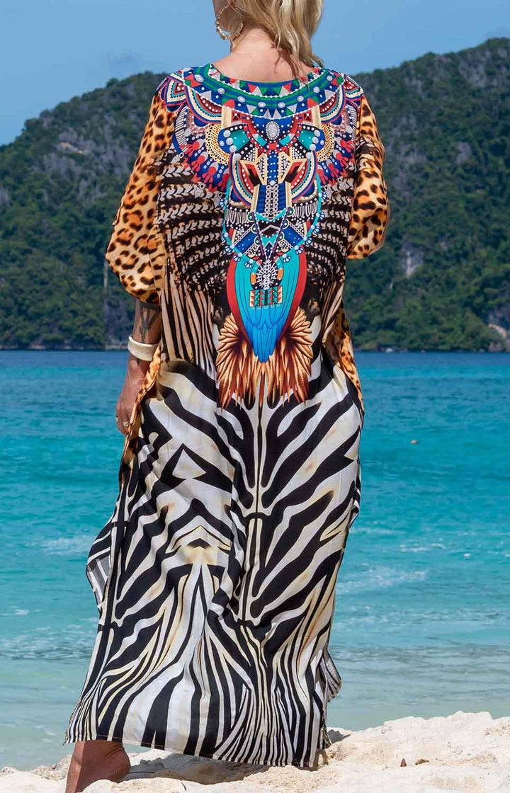 Orshoy Damen Strandkleid Bikini Cover Up V Ausschnitt Kleid Freizeitkleid Sommerkleid Sommer Lang Ma