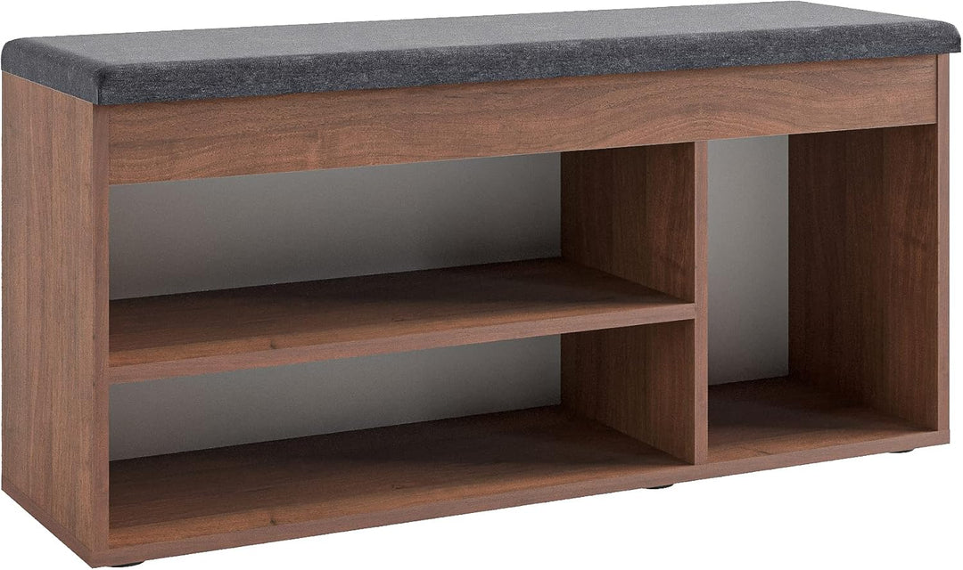 KOMTO Schuhbank mit Sitzfläche - Schuhregal Bank mit Stauraum Nussbaum 100 x 48 x 32 cm Schuhschrank