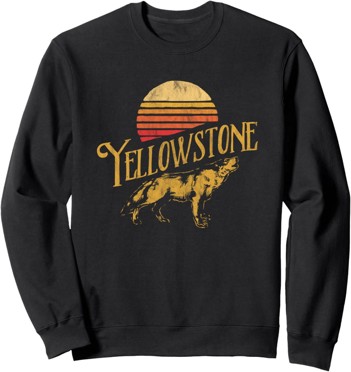 Howling Wolf Yellowstone National Park Sunset Graphic Sweatshirt