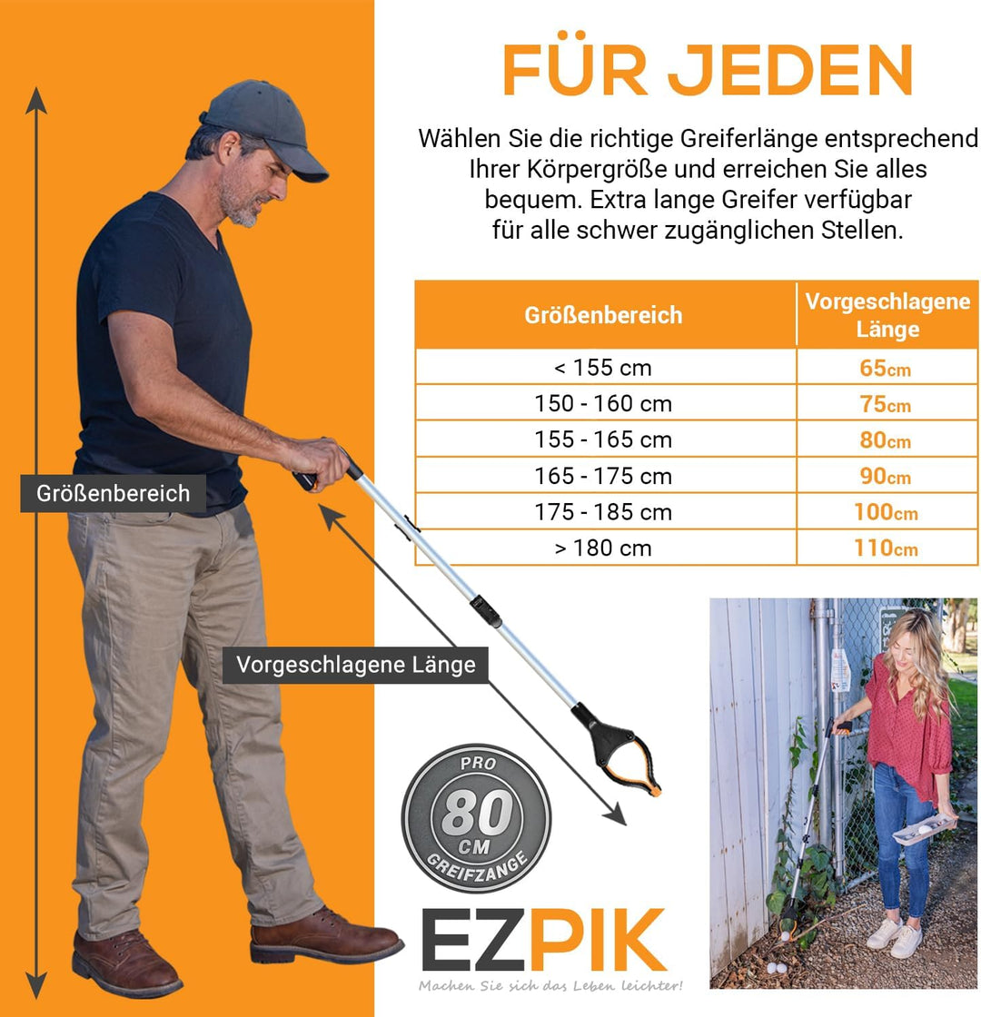 EZPIK 1 x 80 cm Greifer für Senioren mit Magnet-Greifarm, Robuste Greifzangen für Senioren und Mensc