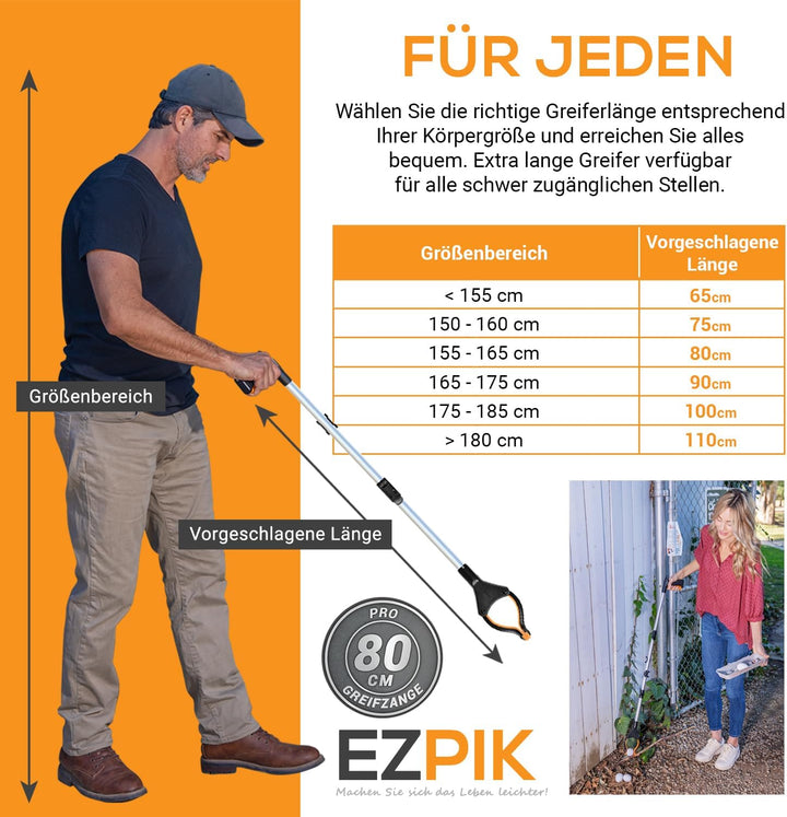 EZPIK 1 x 80 cm Greifer für Senioren mit Magnet-Greifarm, Robuste Greifzangen für Senioren und Mensc