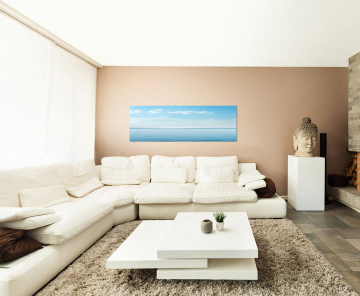 Paul Sinus Art Panoramabild auf Leinwand und Keilrahmen 120x40cm Meer Himmel Wolken Horizont