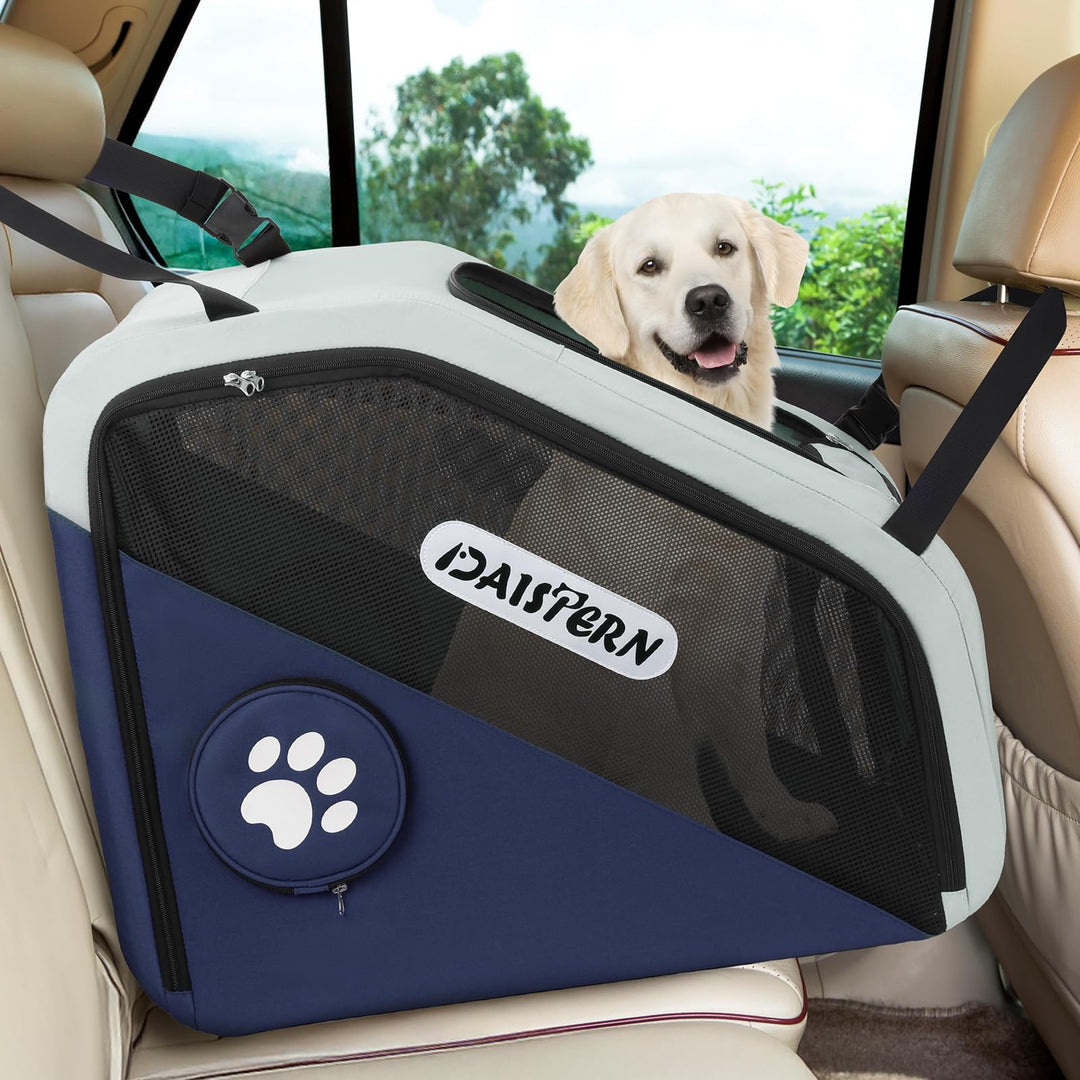 Faltbare Hunde Transportbox für Auto & Reisen, Tragbare Softbox für kleine & mittelgrosse Hunde, 1-M