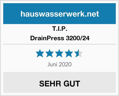 T.I.P. 30182 Tauchdruckpumpe DrainPress 3200/24, bis 3.200 l/h Fördermenge, Schwarz