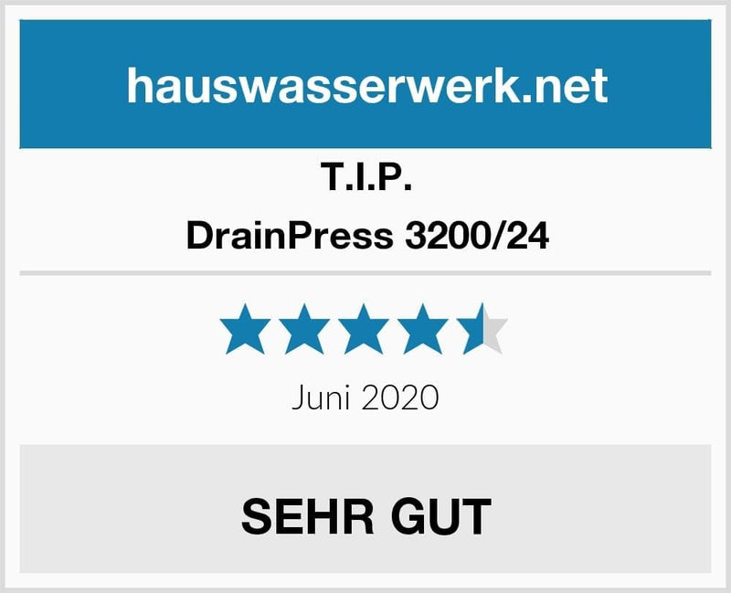 T.I.P. 30182 Tauchdruckpumpe DrainPress 3200/24, bis 3.200 l/h Fördermenge, Schwarz