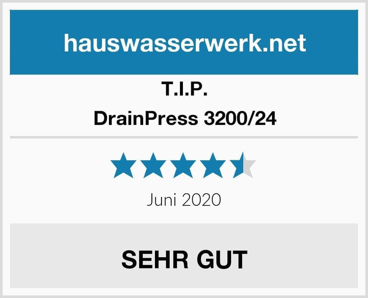 T.I.P. Tauchdruckpumpe - Regenfasspumpe Komplettset (3.200 l/h Fördermenge, bis 1 mm Flachabsaugend,