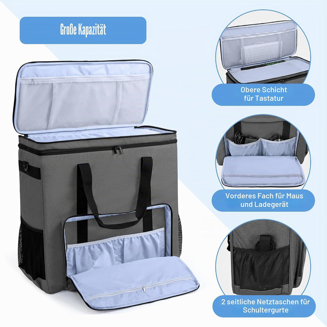 CURMIO Doppelschichte Tragetasche für PC Computer, Desktop-Computer-Reisetasche für PC-Gehäuse, Tast