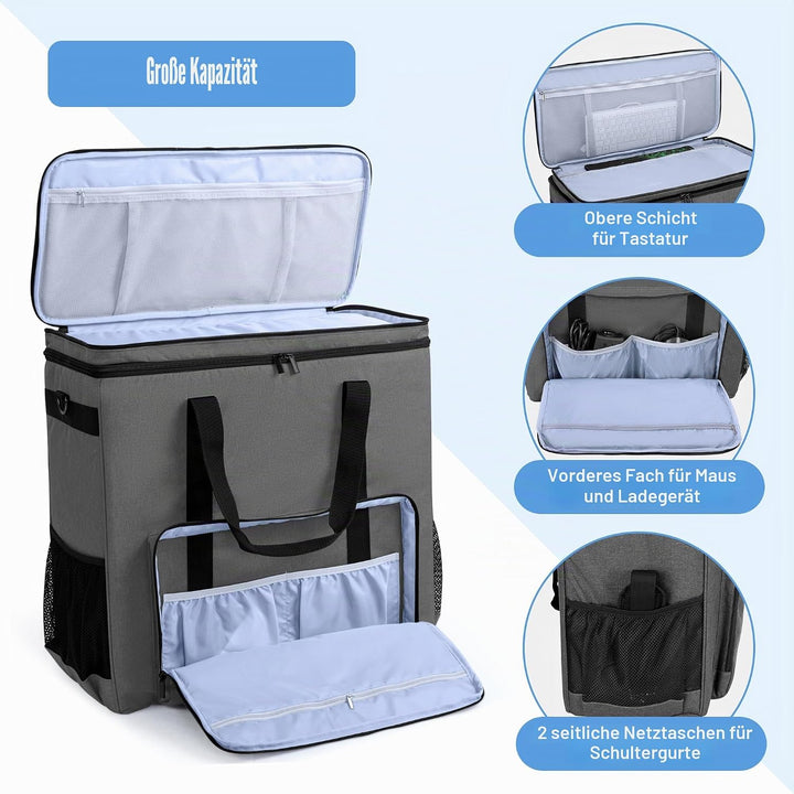 CURMIO Doppelschichte Tragetasche für PC Computer, Desktop-Computer-Reisetasche für PC-Gehäuse, Tast