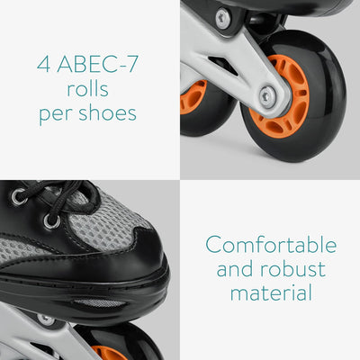 Navaris Inline Skates für Jungen & Mädchen - Inline Rollerblades Rollschuhe grössenverstellbar - Inl