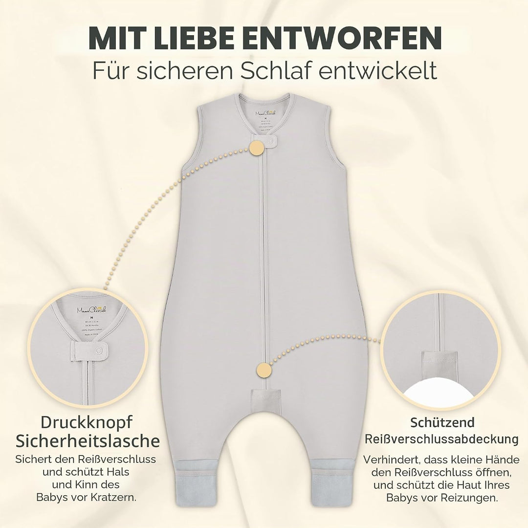 Mama Cheetah Baby Schlafsack mit Füsse 0.5 TOG, Sommerschlafsack, Bio-Baumwolle Baby Schlafsäcke ohn