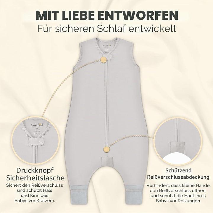 Mama Cheetah Baby Schlafsack mit Füsse 0.5 TOG, Sommerschlafsack, Bio-Baumwolle Baby Schlafsäcke ohn
