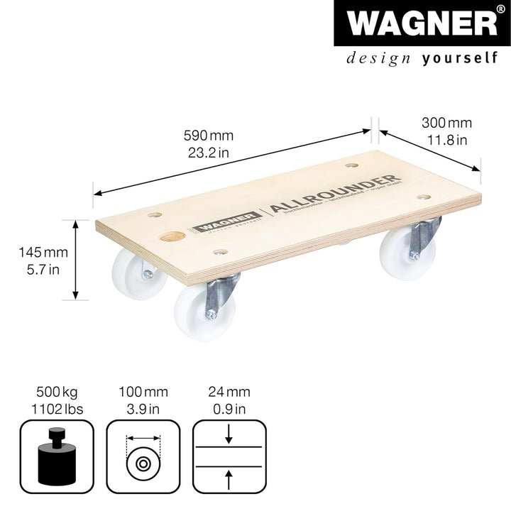 WAGNER Transporthilfe MM 1127 I 59 x 30 cm – ideal für Unhandliches, Geräte & Möbel I Tragkraft 500
