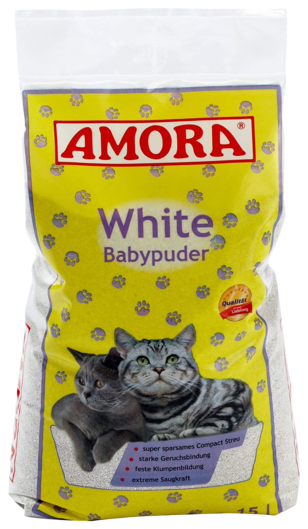 Amora 28330 White Katzenstreu mit Babypuderduft 15 Liter