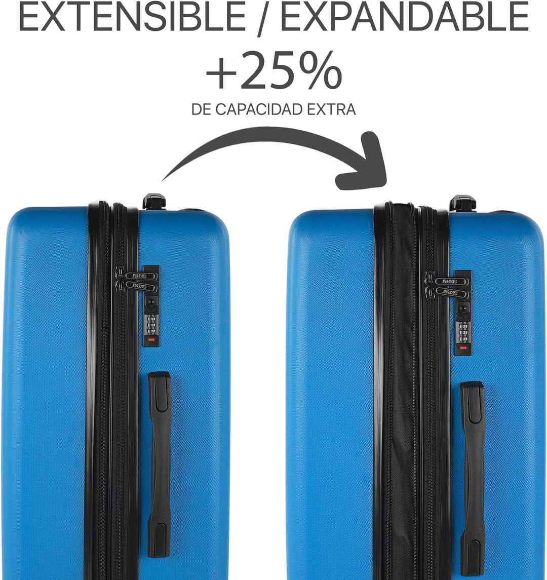 SKPAT Reisekoffer-Set, 4 Räder, Reisekoffer-Set, leicht, mit Zahlenschloss Elektrisches Blau M + L,