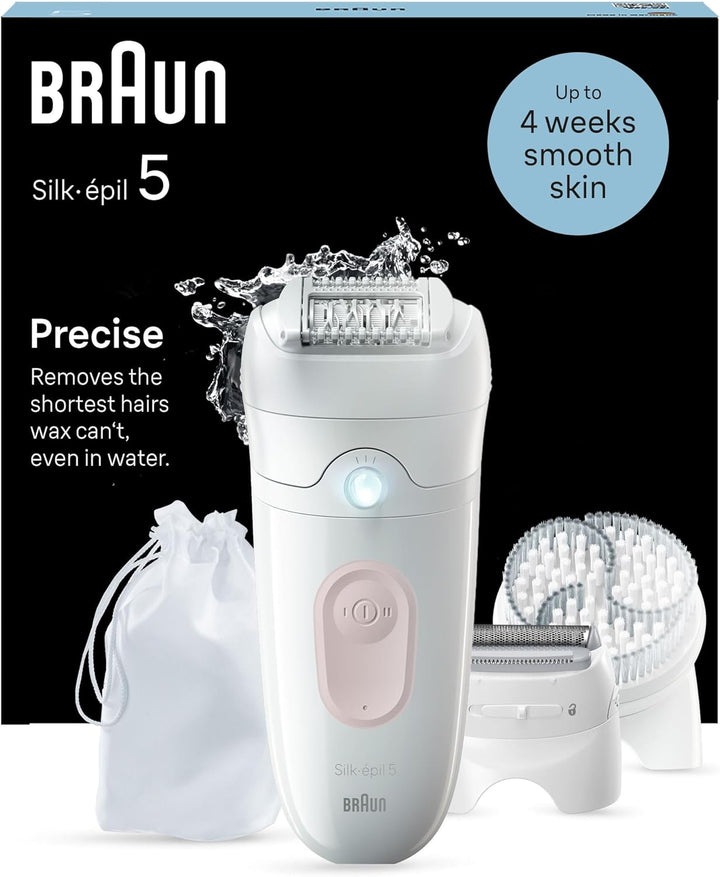 Braun Silk-épil 5, Epilierer Damen / Haarentferner für langanhaltende Haarentfernung, Trimmeraufsatz