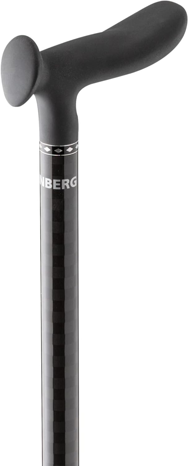 Ossenberg Carbonstock in Schachbrett Muster - schwarz glänzend - mit Cosy Griff - Verstellbarer Carb