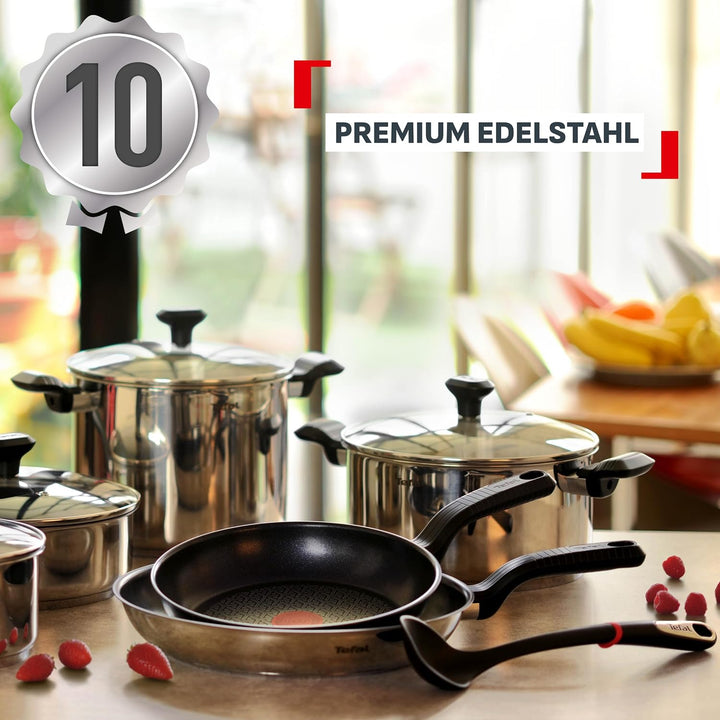 Tefal G726S204 Set, Edelstahl, 24 cm und 28 cm, 2-teilig Kochgeschirr, Comfort Max, Bratpfannen, Sch