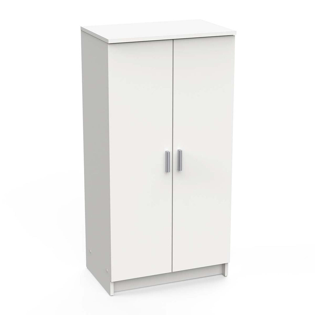 Multifunktions-Kleiderschrank mit zwei Türen mit sechs Einlegeböden, Farbe Weiss, Masse 55 x 108 x 3