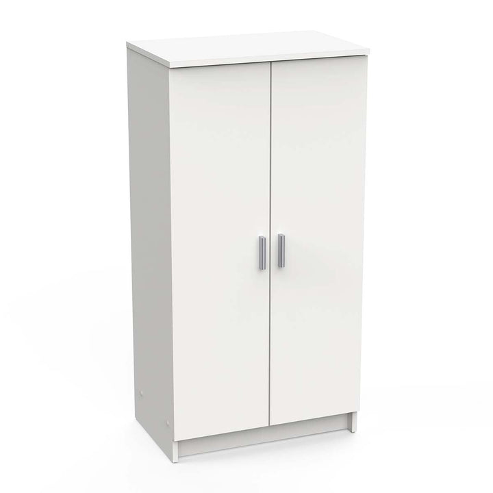 Multifunktions-Kleiderschrank mit zwei Türen mit sechs Einlegeböden, Farbe Weiss, Masse 55 x 108 x 3