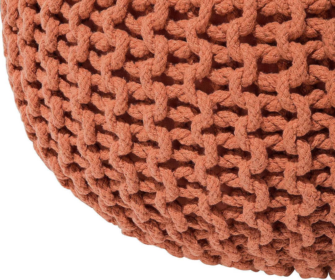 Geflochtener Strickpouf zum Sitzen Baumwolle braun rund 40 cm Modern Conrad