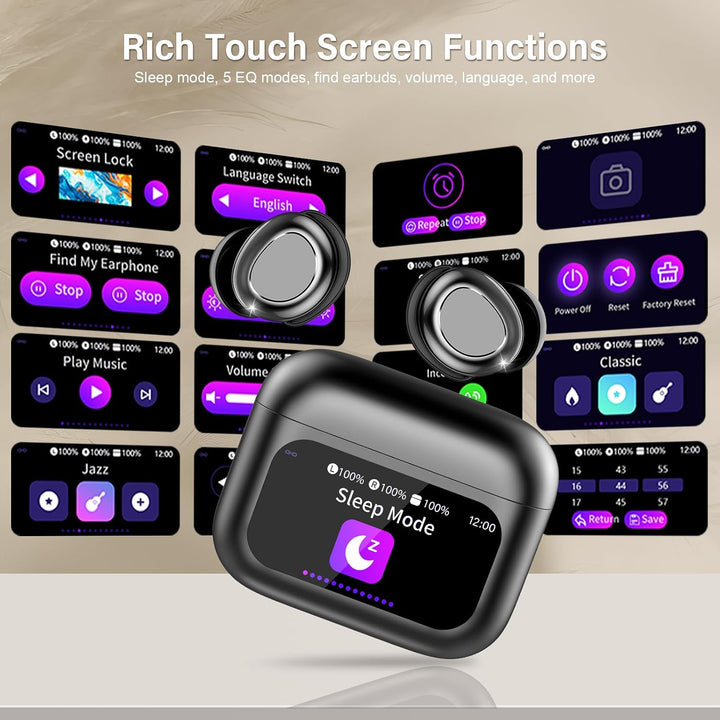 ZYHKON Bluetooth Kopfhörer, Bluetooth 5.4 Schlafkopfhörer In Ear mit Touchscreen, 48H Spielzeit Mini