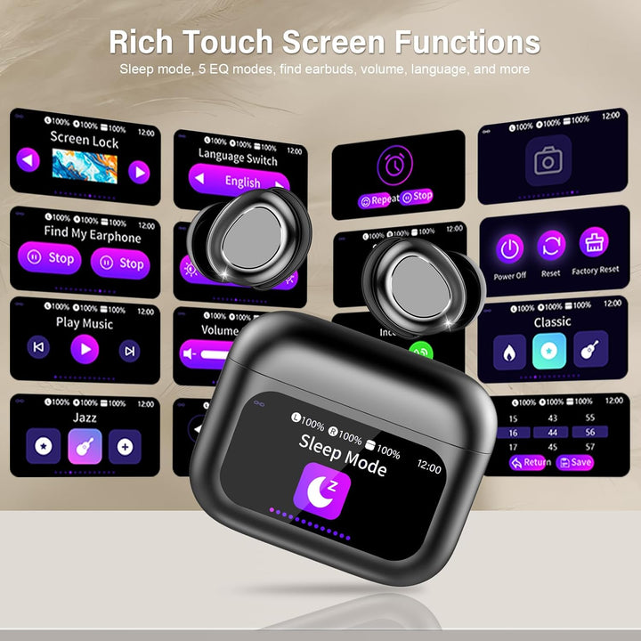 ZYHKON Bluetooth Kopfhörer, Bluetooth 5.4 Schlafkopfhörer In Ear mit Touchscreen, 48H Spielzeit Mini
