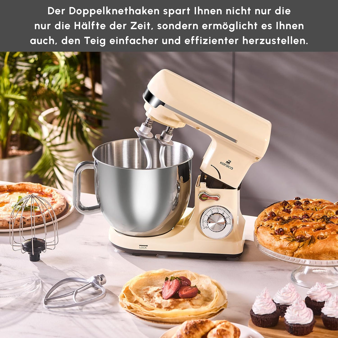 Karaca Blendburst Stand Mixer, Iconic Beige – Leistungsstarkes Küchengerät mit 1400W Leistung und 5,