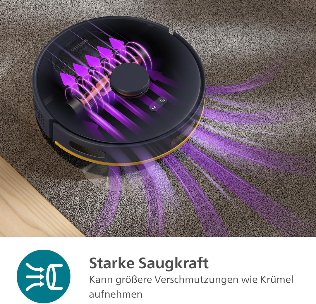 Philips Homerun Serie 2000: 2-in-1 Saug- und Wischroboter, 130 Minuten Laufzeit, Lasernavigation, Te