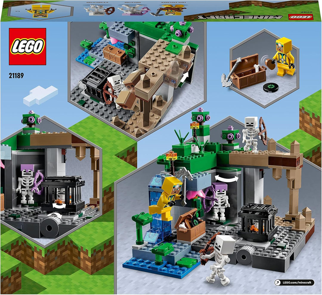 LEGO Minecraft Das Skelettverlies, Set mit Höhlen, Skelettfiguren, feindlichen Kreaturen und Zubehör