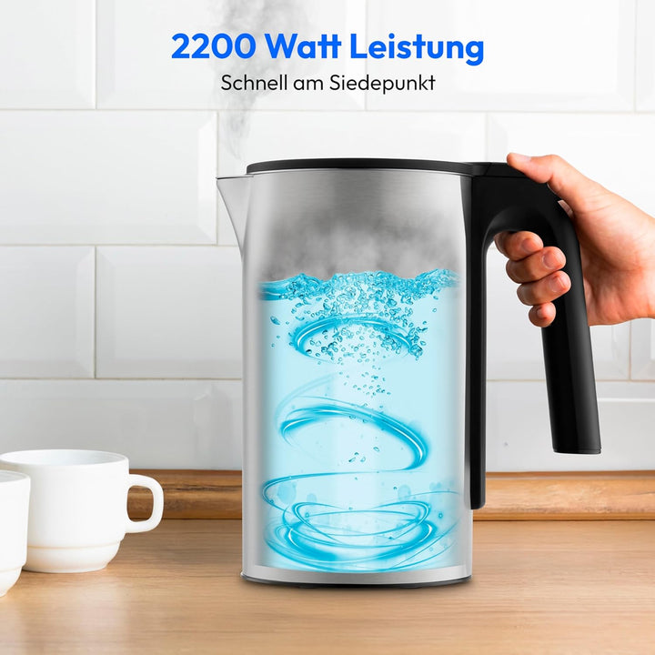 MEDION LIFE Digitaler Wasserkocher MD12106, 2.200 Watt Leistung, 1,5 Liter Kapazität, LED-Display, L