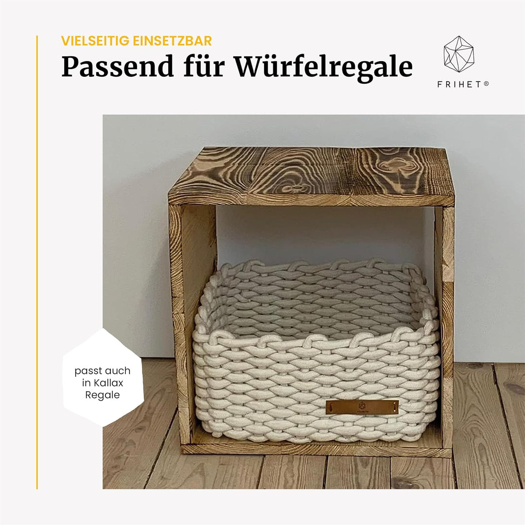 FRIHET Geflochtener Baumwoll-Aufbewahrungskorb für KALLAX Regal | Stilvolle Ordnung und praktische A