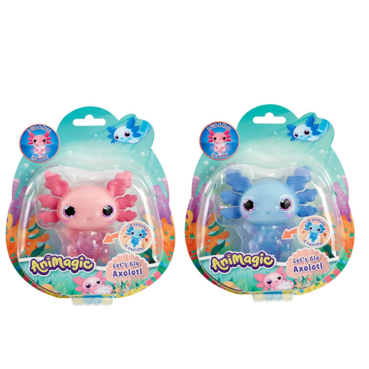 Animagic - Set 1 Rosa Axolotl + 1 Blauer Axolotl - Elektronisches & Leuchtendes Haustier - für Kinde