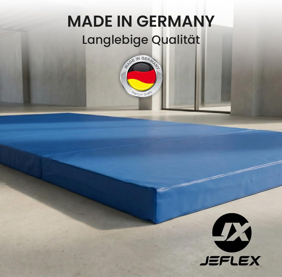 Jeflex - klappbare Weichbodenmatte &amp; Turnmatte 150 x 100 x 8 cm MADE IN GERMANY/Gymnastikmatte tragb