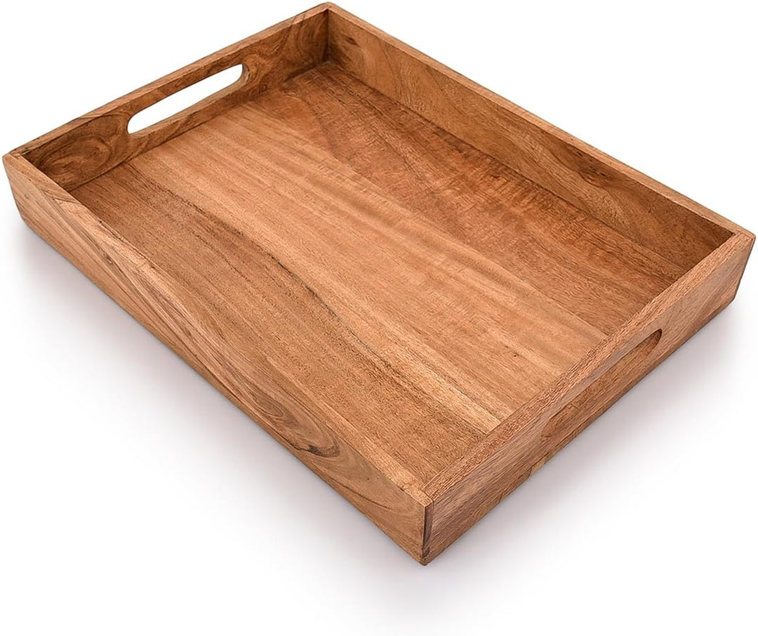Kaizen Casa Rechteckiges Serviertablett aus Holz, Holzteller, Tee-/Getränketablett, Abendessen-Servi