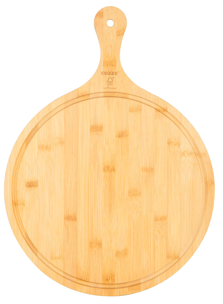 cozze®Pizzaschneidbrett m/Griff Ø350x20 mm.