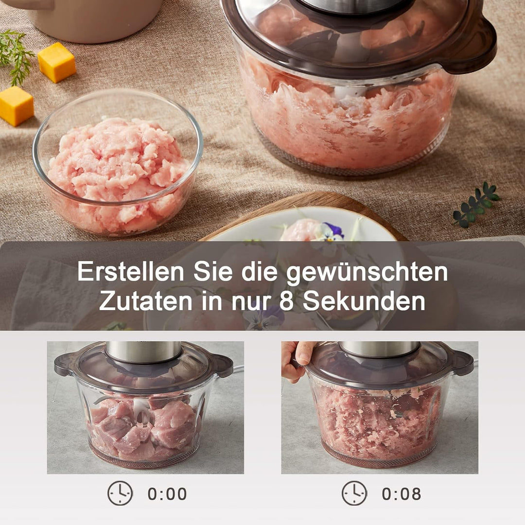 Bear 2L Universalzerkleinerer, Ein-Hand Puls Funktion,2600r/min,2 Geschwindigkeitsstufen, Häcksler m