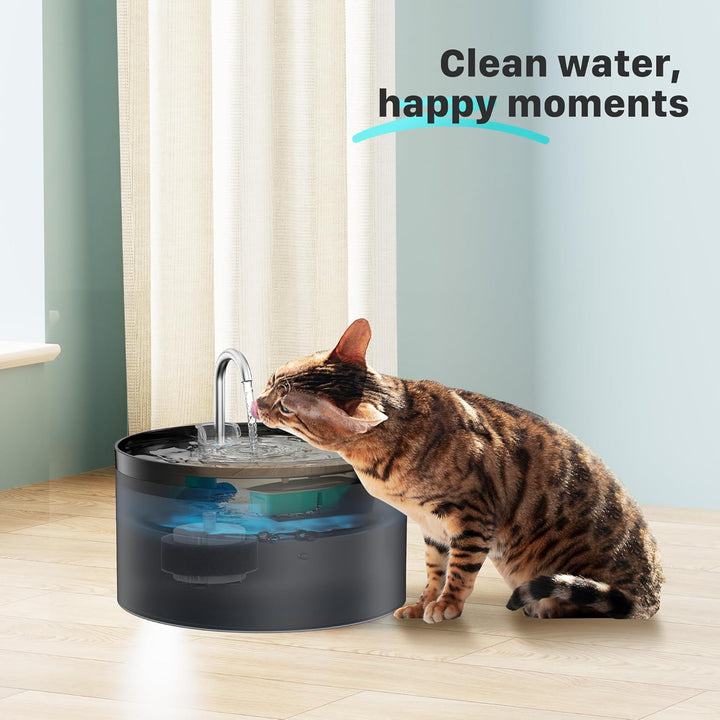 BEMOONY Katzenbrunnen-Filter, 12 Kohlefilter + 12 Schwämme, Multi-Filtration, für 3.2L Trinkbrunnen