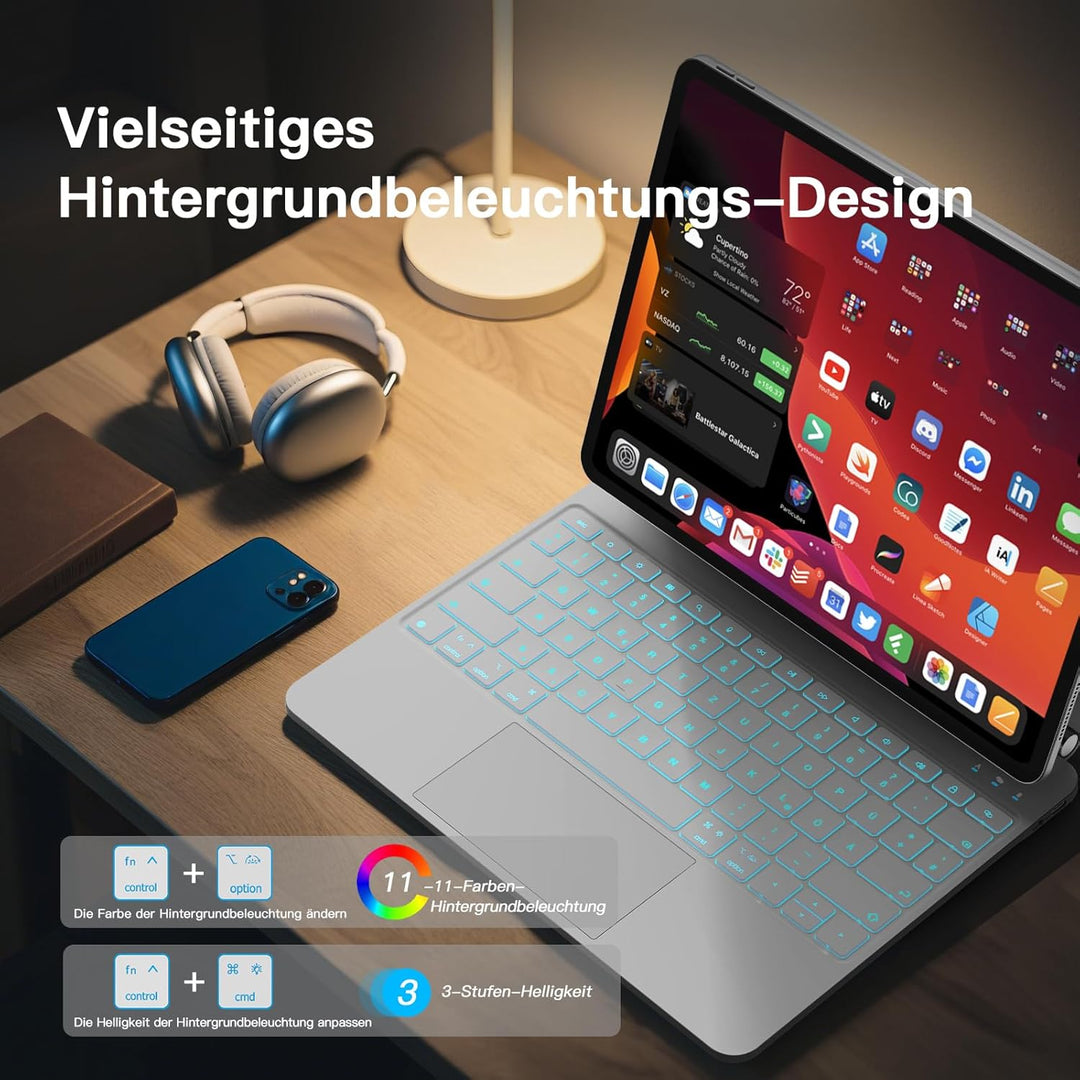 RAYMCRAFT für iPad Air 13 Zoll Hülle mit Tastatur (M4/M3/M2) & iPad Pro 12,9" (6./5./4./3. Gen.) Mag