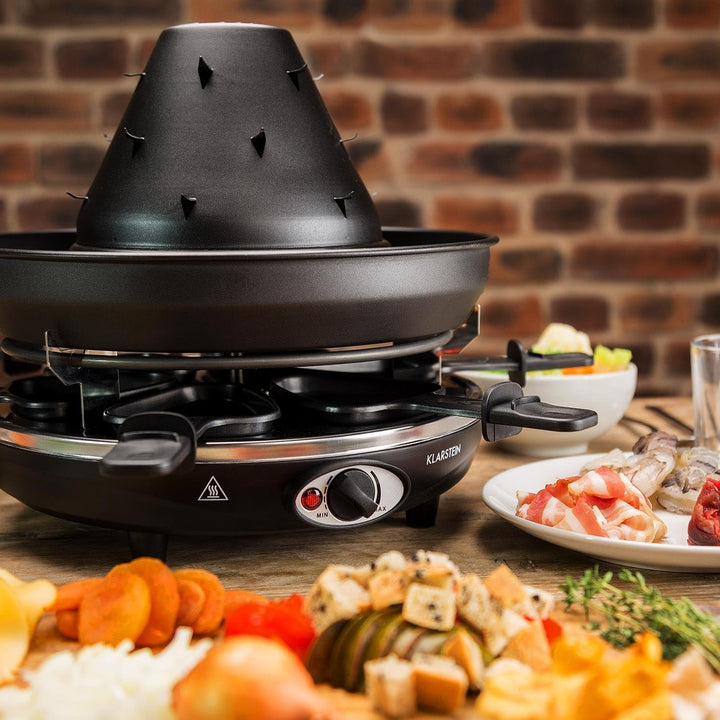 Klarstein Taste Volcano - Raclette, Tischgrill, Elektrogrill, Tartarenhut, 1500 Watt, stufenlos rege