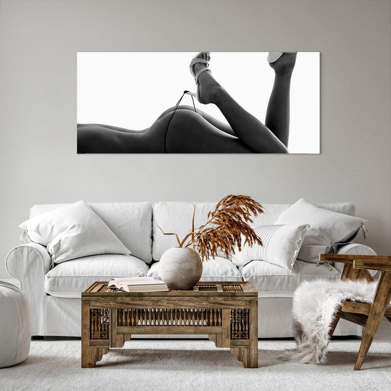 Wandbilder Dekoration Wohnzimmer Frau Akt Pose Panorama Bilder auf Leinwand 120x50cm Leinwandbild mi