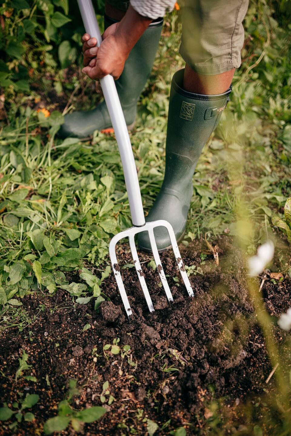 Fiskars Teleskop-Spatengabel für Harte, steinige Böden, Mit 4 Zinken | Länge 1,10 m bis 1,30 m, Hoch