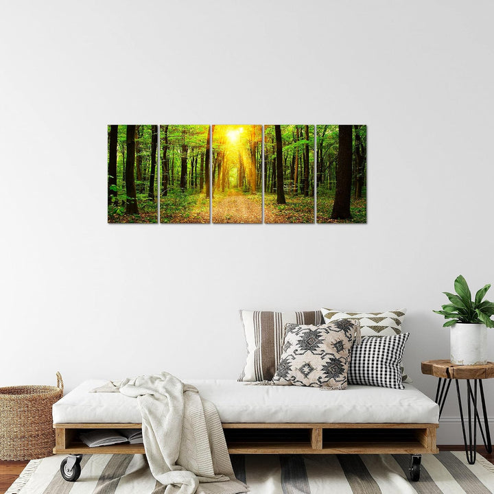 Runa Art Bild Wald Landschaft Wandbilder auf Vlies Leinwand 5 Teilig Wanddekoration Schlafzimmer Woh