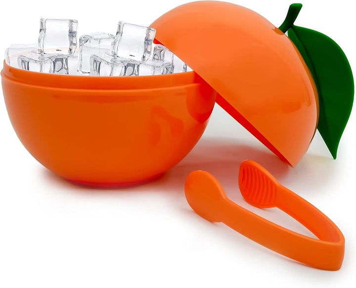 CÉCOA Eiskübel Orange Doppelwandig mit Zange und Deckel Luftdicht Ideal für Vorspeisen, Getränke und