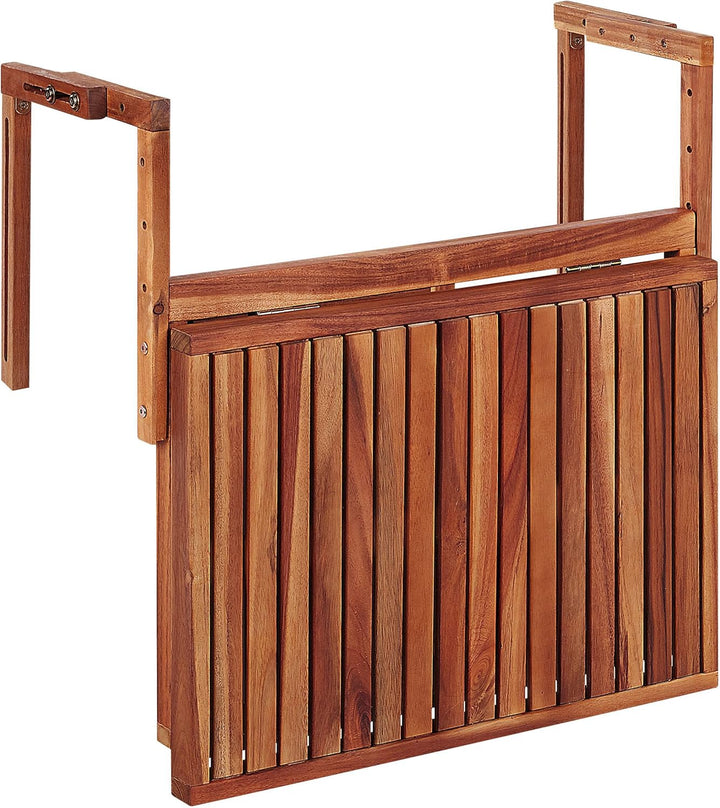 Beliani Balkonhängetisch Akazienholz Dunkelbraun 60 x 40 cm höhenverstellbar Udine