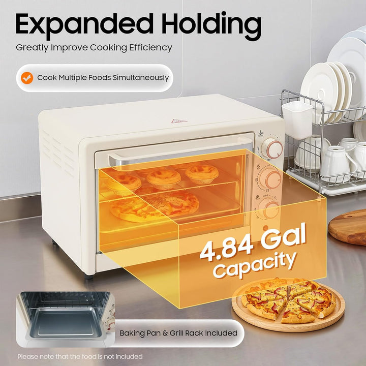 Minibackofen 22 Liter, Mini Oven Mit Grillpfanne & Grillrost, Kleiner Backofen Für Brötchen, 120°C-2