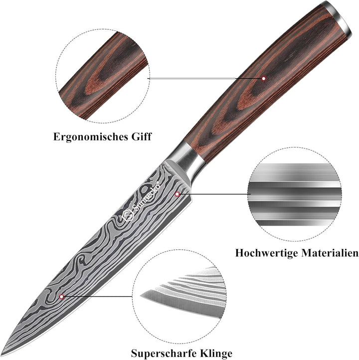 Sunnecko Allzweckmesser 13CM Kochmesser -Multifunktionales Küchenmesser, Scharfes Messer für Profi u