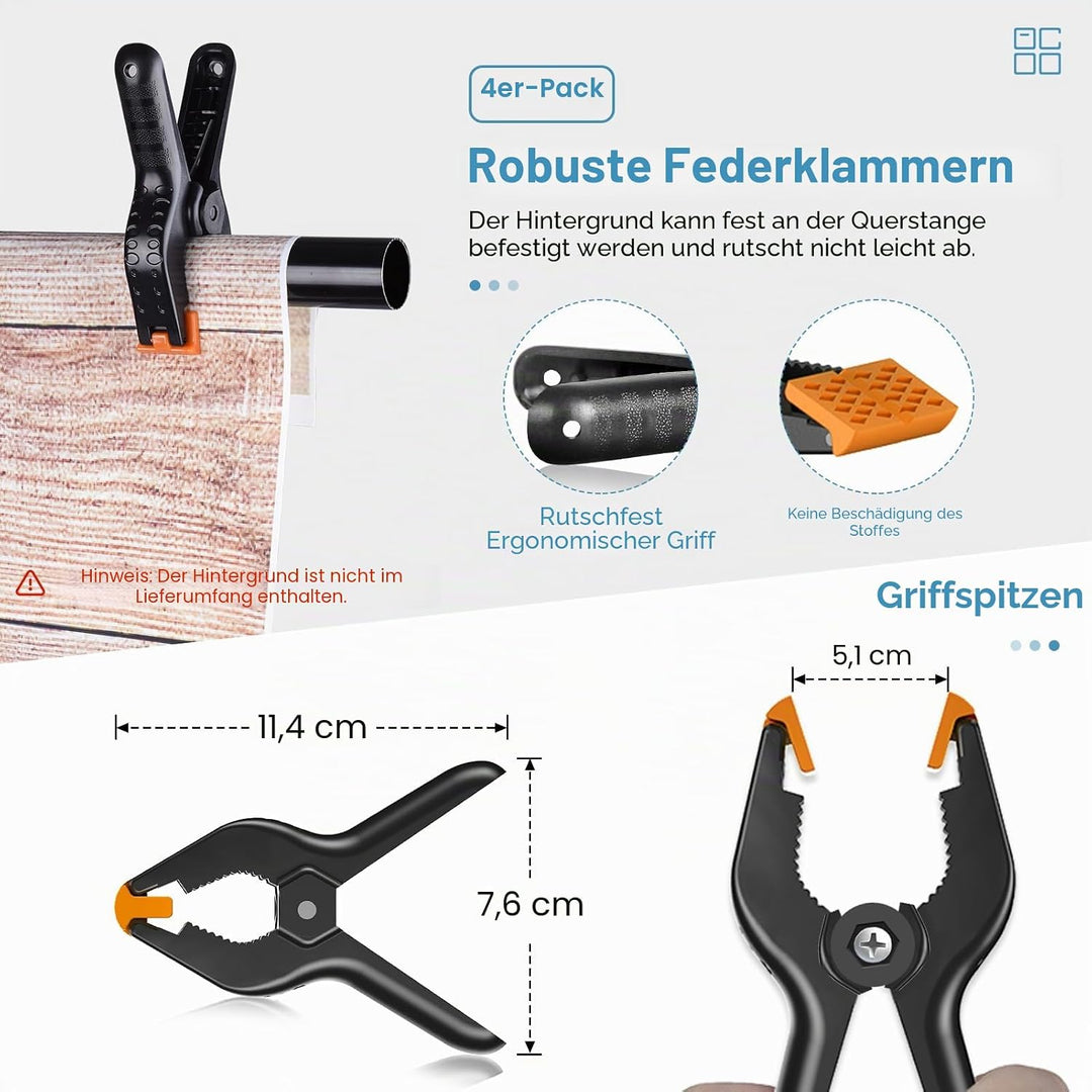 EMART Studio Hintergrund Ständer 3x3m, Professionelles Hintergrundsystem Fotografie Heavy Duty Hinte