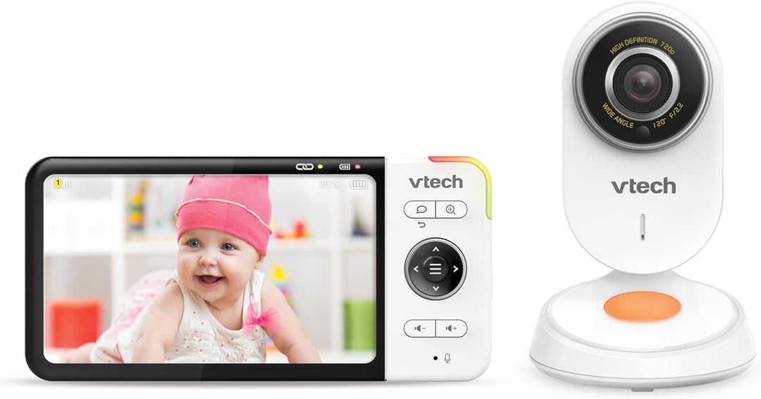 VTech VM818 HD Babymonitor – Video-Babyphone mit Weitwinkelkamera – HD-Video, klarer Sound, 5" LCD-F